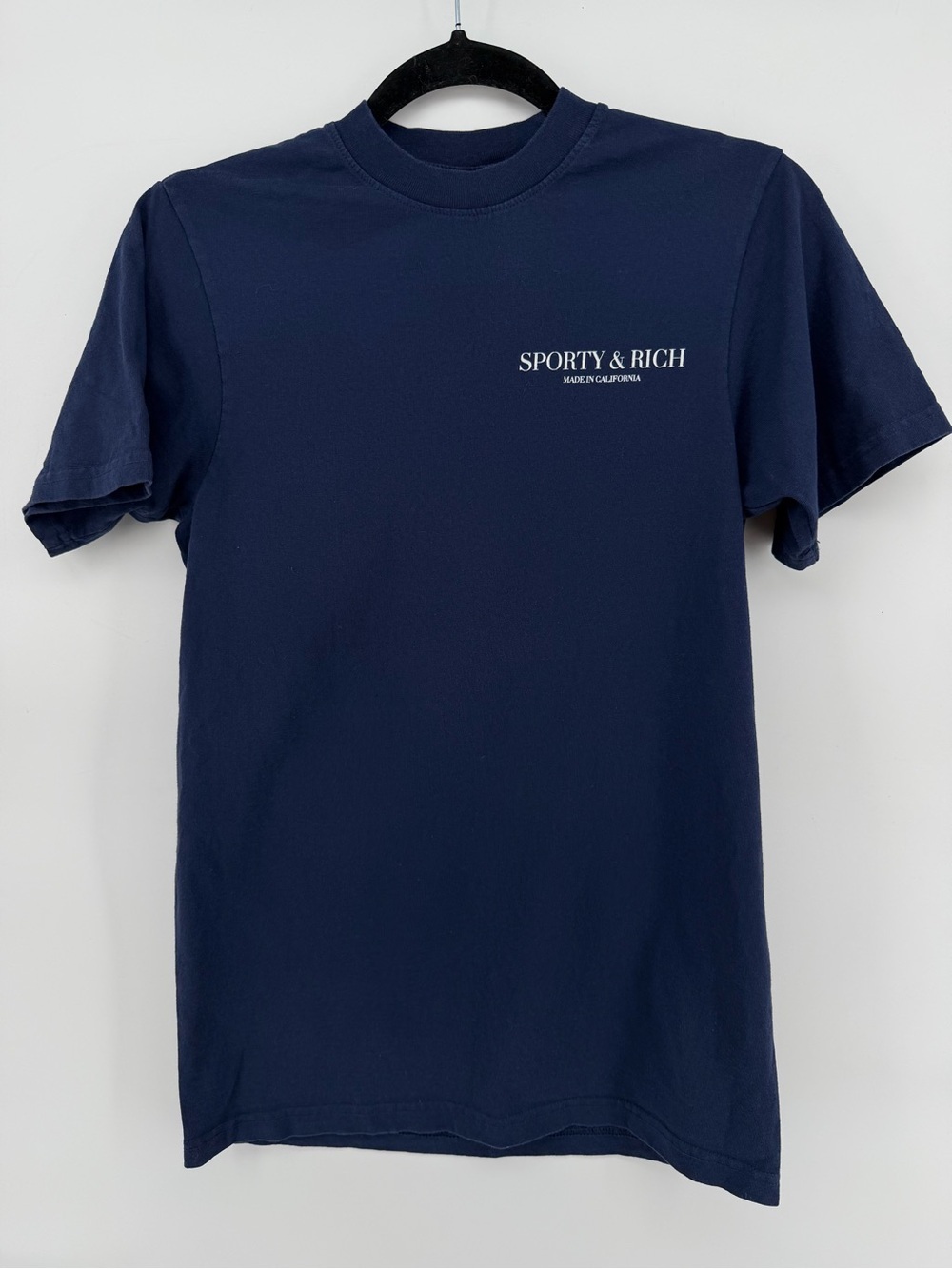 Sporty & Rich Made In California T-Shirt Navy Blue Men's XS / Women's S USA Made